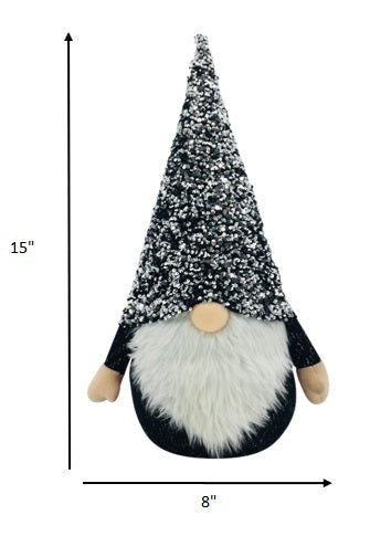 HomeRoots 15" Glittery Black and White Sparkle Gnome