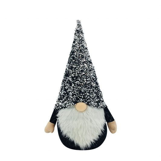 HomeRoots 15" Glittery Black and White Sparkle Gnome