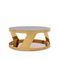 HomeRoots 15" Gold Steel and Glass Round Coffee Table