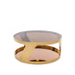 HomeRoots 15" Gold Steel and Glass Round Coffee Table