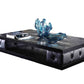 HomeRoots 15" Leatherette Coffee Table With Crystals in Black Finish