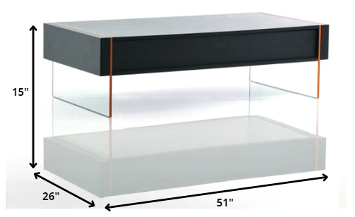 HomeRoots 15" MDF and Glass Floating Coffee Table in Black Finish