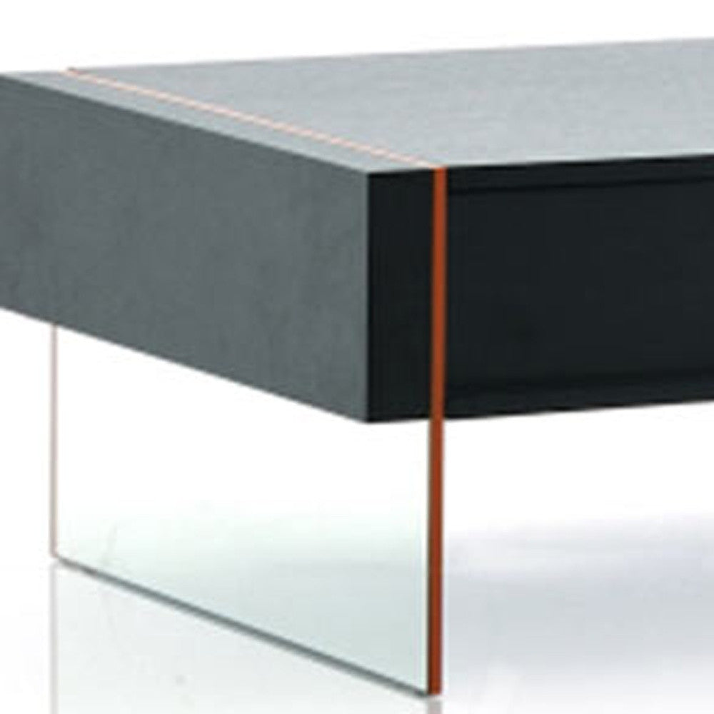 HomeRoots 15" MDF and Glass Floating Coffee Table in Black Finish