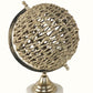 HomeRoots 15" Modern Farmhouse Rustic Jute and Marble Globe Sculpture