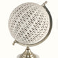 HomeRoots 15" Modern Farmhouse Rustic Rattan and Marble Globe Sculpture