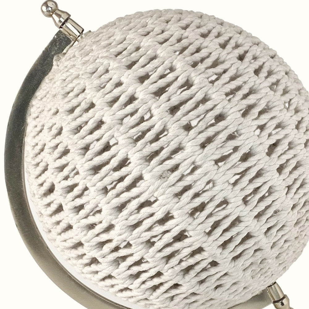 HomeRoots 15" Modern Farmhouse Rustic Rattan and Marble Globe Sculpture