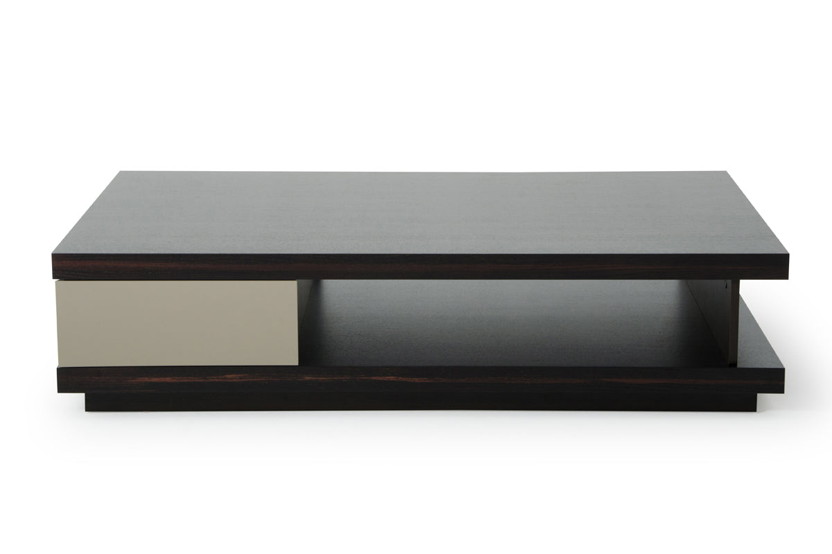 HomeRoots 15" Oak and Grey Gloss Veneer Coffee Table