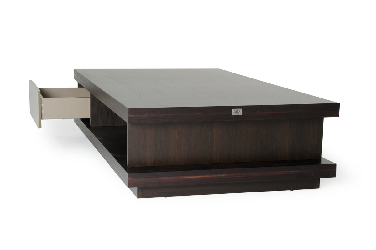 HomeRoots 15" Oak and Grey Gloss Veneer Coffee Table