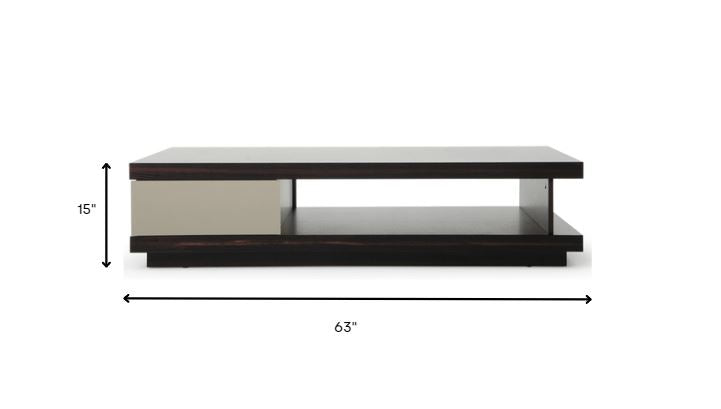 HomeRoots 15" Oak and Grey Gloss Veneer Coffee Table