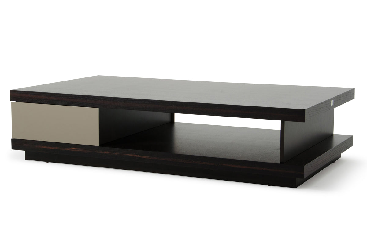 HomeRoots 15" Oak and Grey Gloss Veneer Coffee Table