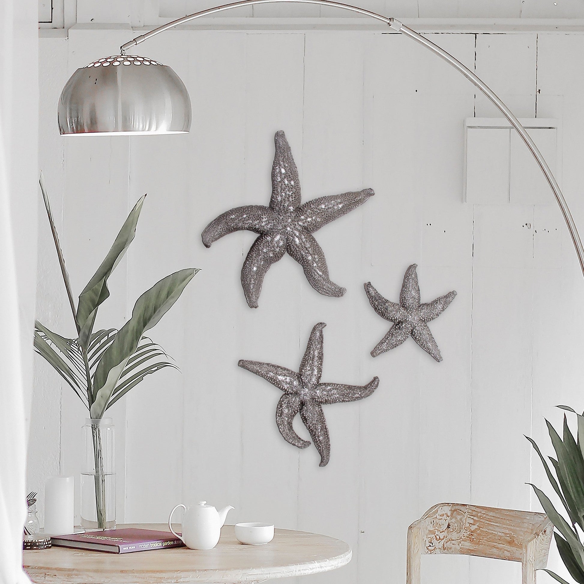 HomeRoots 15' Silver Pewter Textured Starfish Wall Art