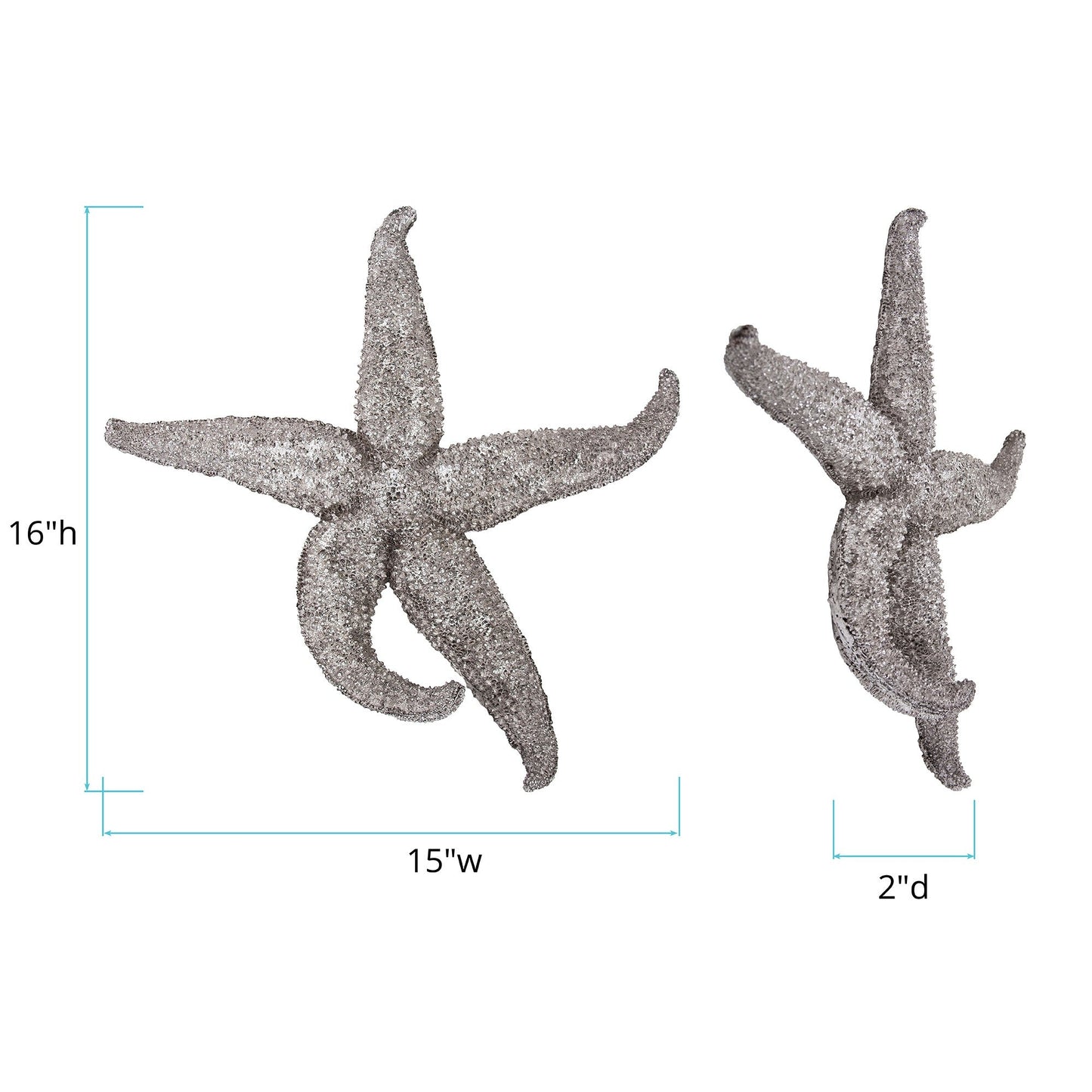 HomeRoots 15' Silver Pewter Textured Starfish Wall Art