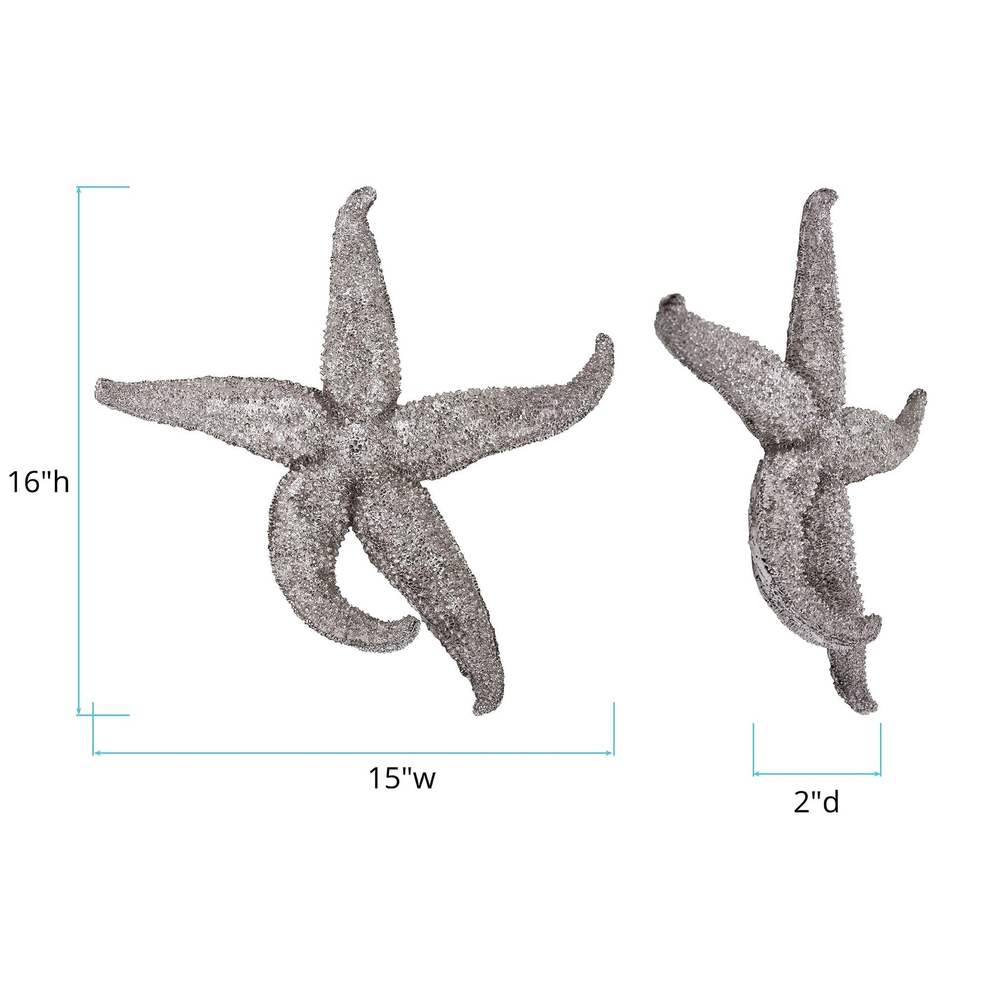HomeRoots 15' Silver Pewter Textured Starfish Wall Art