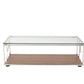HomeRoots 15" Veneer Glass and Steel Coffee Table in Walnut Finish