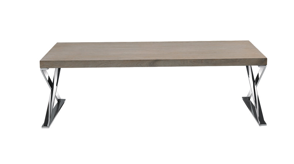 HomeRoots 15" Veneer and Steel Coffee Table in Antique Ash Finish