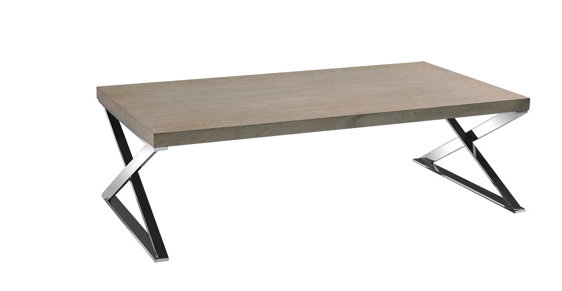HomeRoots 15" Veneer and Steel Coffee Table in Antique Ash Finish
