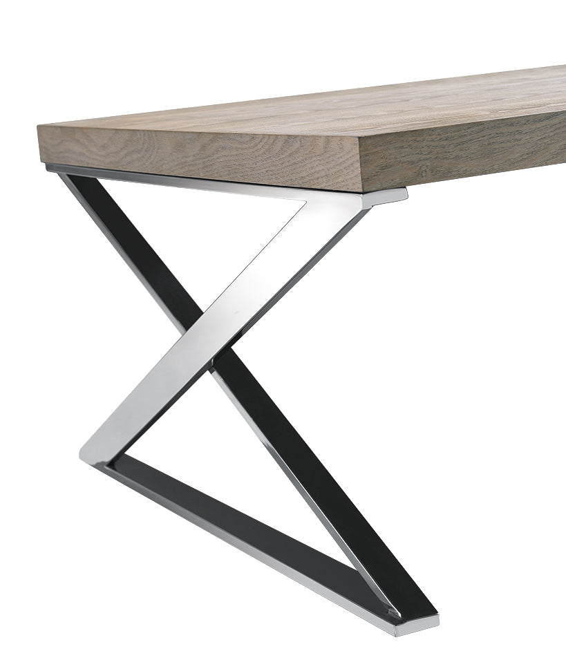 HomeRoots 15" Veneer and Steel Coffee Table in Antique Ash Finish