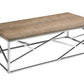 HomeRoots 15" Veneer and Steel Coffee Table in Walnut Finish