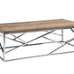 HomeRoots 15" Veneer and Steel Coffee Table in Walnut Finish