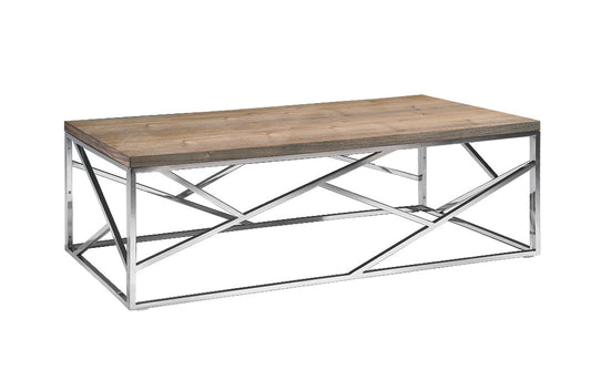 HomeRoots 15" Veneer and Steel Coffee Table in Walnut Finish