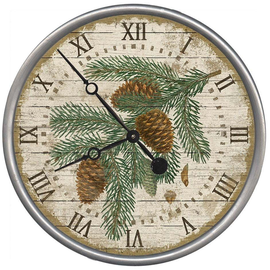 HomeRoots 15" Vintage Douglas Fir Pine Sprig Wall Clock