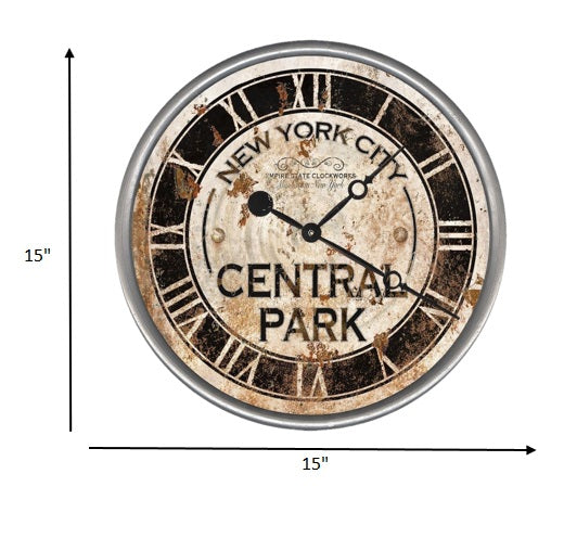 HomeRoots 15" Vintage NYC Central Park Wall Clock