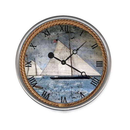 HomeRoots 15" Vintage Nautical Sailboats Wall Clock