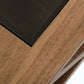 HomeRoots 15" Wood Veneer and Glass Coffee Table in Walnut Finish