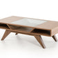HomeRoots 15" Wood Veneer and Glass Coffee Table in Walnut Finish