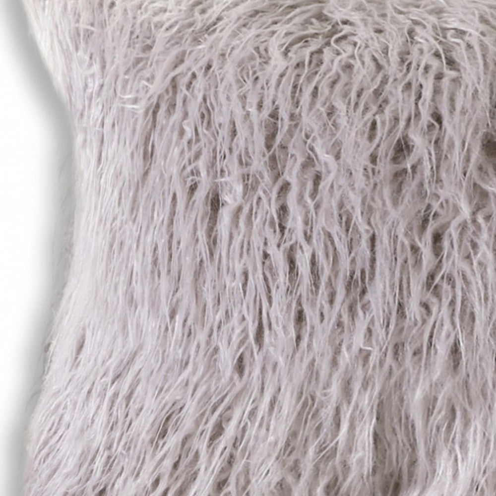 HomeRoots 15" x 15" x 2" Gray Brisa Sheepskin Square Chair Pad
