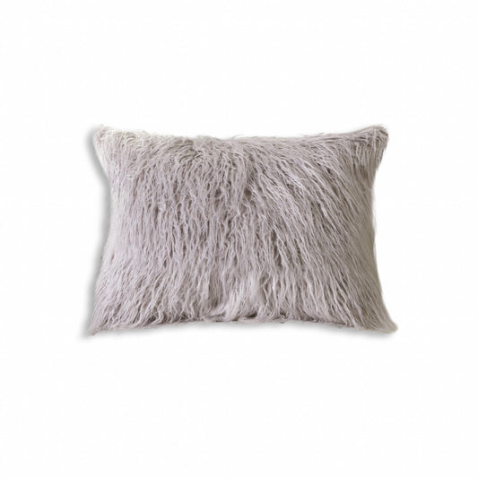 HomeRoots 15" x 15" x 2" Gray Brisa Sheepskin Square Chair Pad