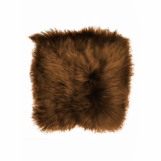 HomeRoots 15" x 15" x 2" Rusty Brisa Sheepskin Square Chair Pad