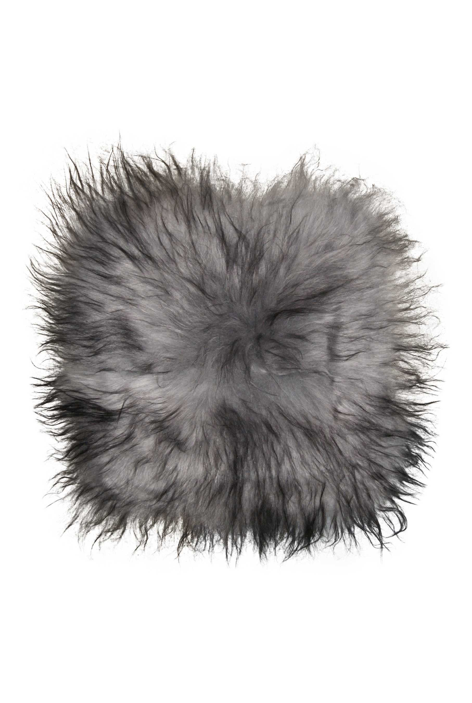 HomeRoots 15" x 15" x 2" Sheepskin Square Chair Pad in Metallic Silver Finish