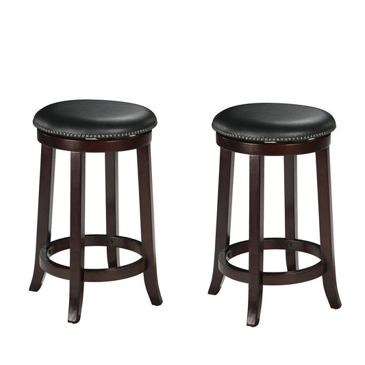 HomeRoots 15" x 15" x 24" Espresso Swivel Counter Height Stool In Set Of Two