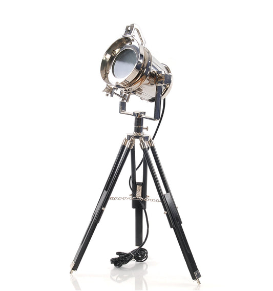 HomeRoots 15.5" x 15.5" x 29" Alum Spot Light On Wooden Stand
