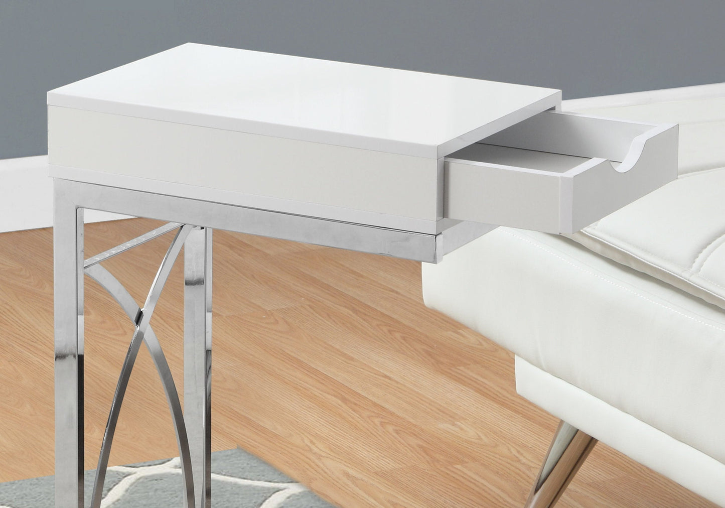 HomeRoots 15.75" x 10.25" x 24.5" Drawer Accent Table in White Finish