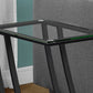 HomeRoots 15.75" x 12" x 24" Clear Tempered Glass Accent Table With Black Metal Base