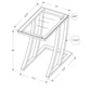 HomeRoots 15.75" x 12" x 24" Metal Tempered Glass Accent Table With Silver and Clear Finish