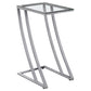 HomeRoots 15.75" x 12" x 24" Metal Tempered Glass Accent Table With Silver and Clear Finish