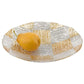 HomeRoots 16" Cubes Hand Decorated Glass Bowl With Silver and Gold Finish