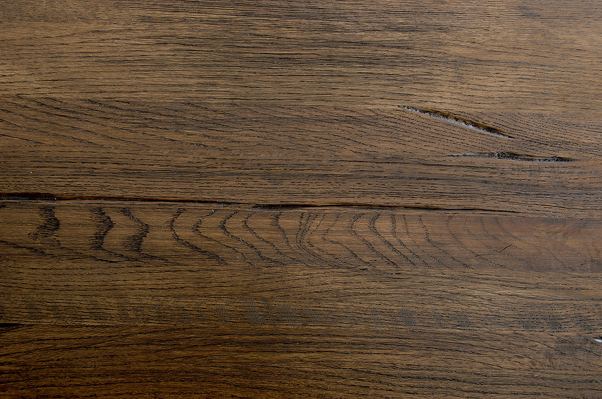 HomeRoots 16" Dark Aged Oak Wood Veneer and Steel Coffee Table