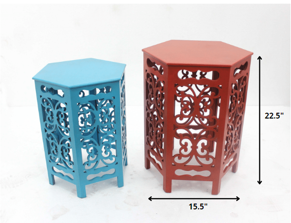 HomeRoots 16" End Tables Set in Red Finish