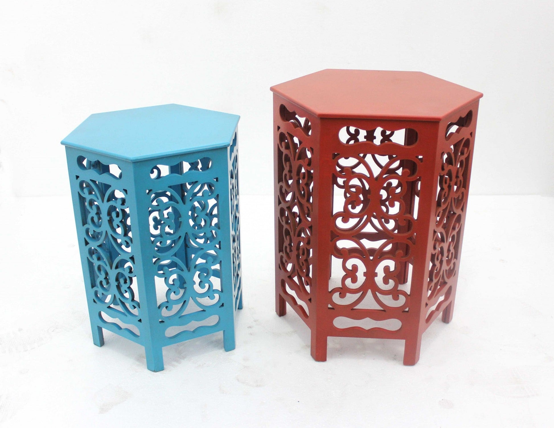 HomeRoots 16" End Tables Set in Red Finish
