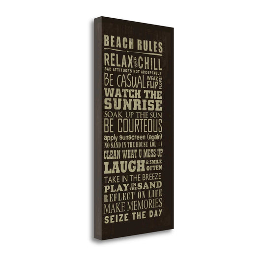 HomeRoots 16" Fun Beach Rules Sign Giclee Print on Gallery Wrap Canvas Wall Art