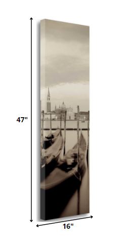 HomeRoots 16" Gondolas Against The Church of San Giorgio Maggiore Giclee Wrap Canvas Wall Art