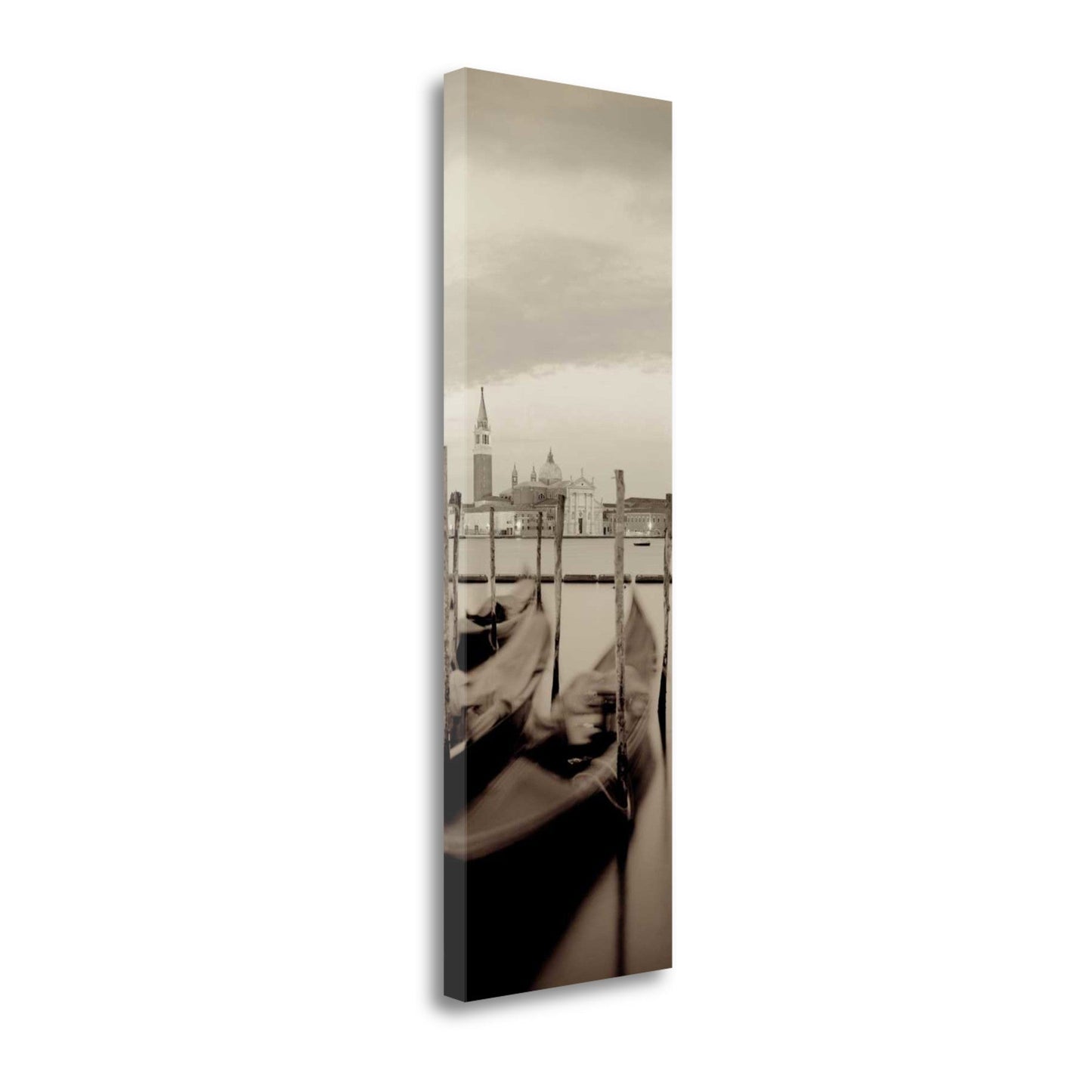 HomeRoots 16" Gondolas Against The Church of San Giorgio Maggiore Giclee Wrap Canvas Wall Art
