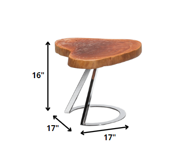 HomeRoots 16" Live Edge Wood and Steel End Table