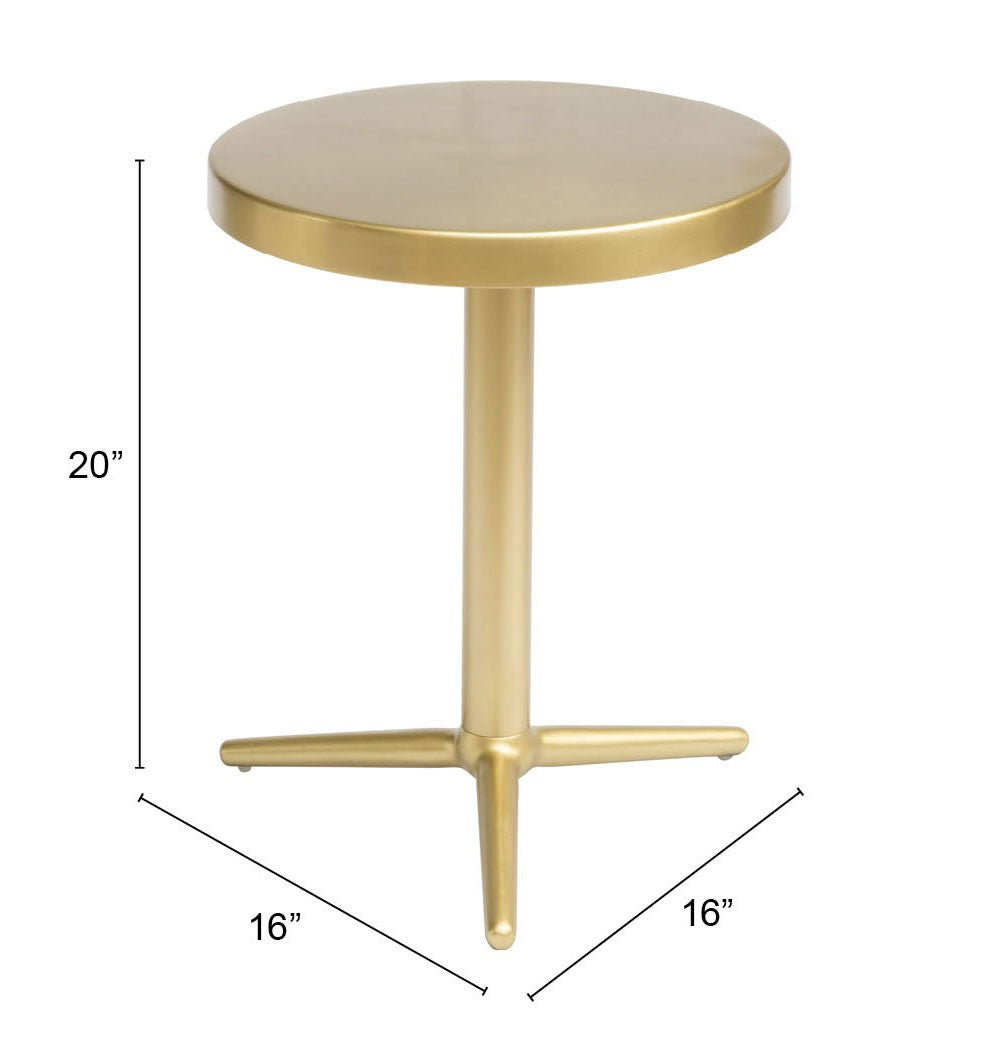 HomeRoots 16" Minimalist Steel Accent Table in Gold Finish