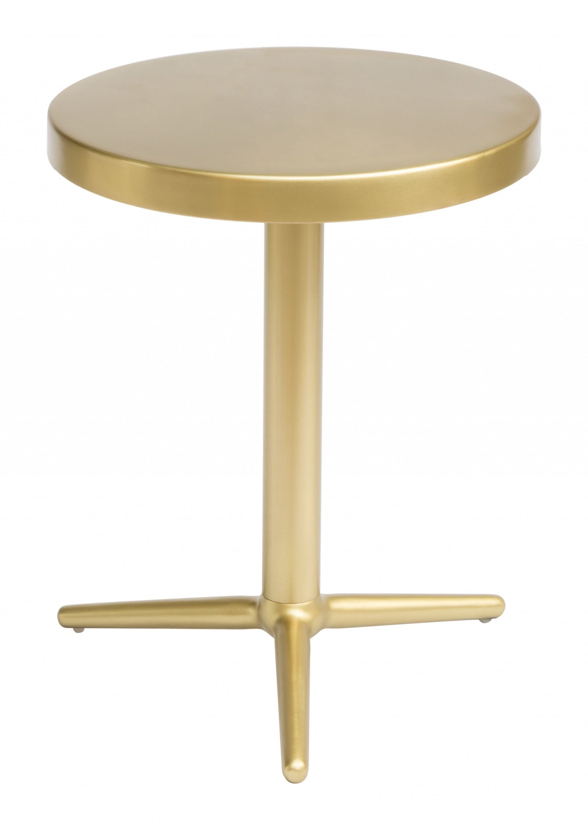 HomeRoots 16" Minimalist Steel Accent Table in Gold Finish