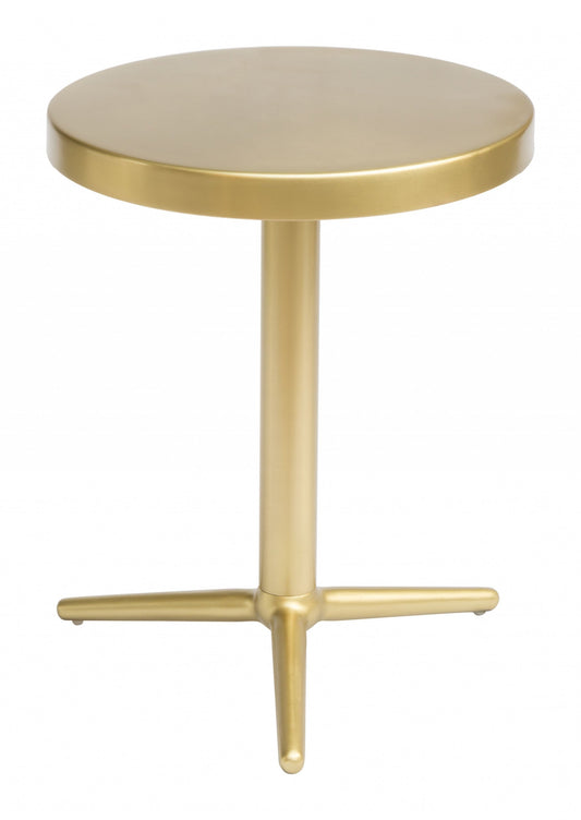 HomeRoots 16" Minimalist Steel Accent Table in Gold Finish